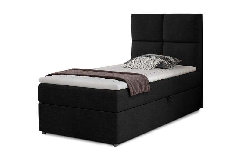 ALBIATE Förvaringssäng 90x200 cm Rutad Svart - Möbler - Sovrum - Sängar - Sängar med förvaring