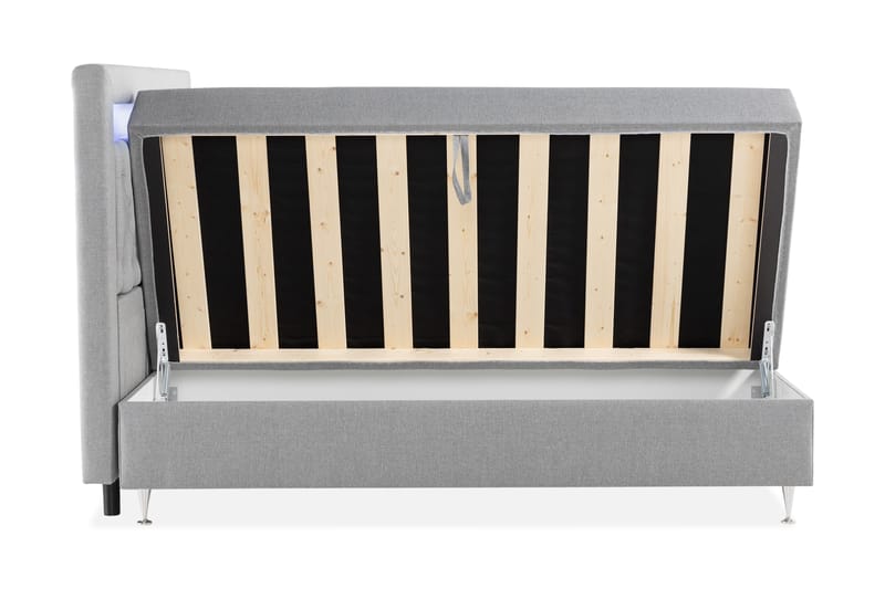 Alessia Förvaringssäng med LED-belysning 160x200 - Grå - Möbler - Sovrum - Sängar - Sängar med förvaring