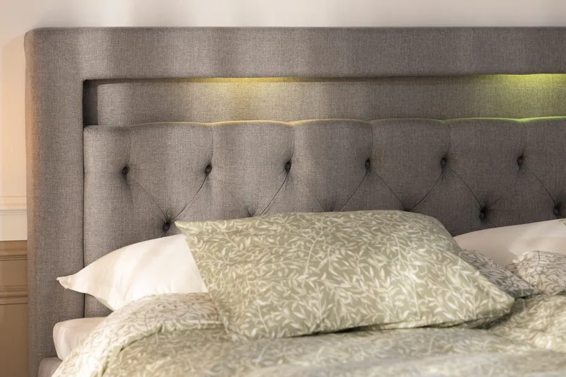 Alessia Förvaringssäng med LED-belysning 160x200 - Grå - Möbler - Sovrum - Sängar - Sängar med förvaring