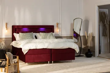 Alessia Förvaringssäng med LED-belysning 160x200 - Röd - Möbler - Sovrum - Sängar - Sängar med förvaring