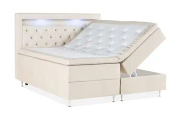 Alessia Komplett Sängpaket med Förvaring LED-belysning 160x200 cm - Biege - Möbler - Sovrum - Sängar - Sängar med förvaring