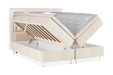 Alessia Komplett Sängpaket med Förvaring LED-belysning 160x200 cm - Biege - Möbler - Sovrum - Sängar - Sängar med förvaring