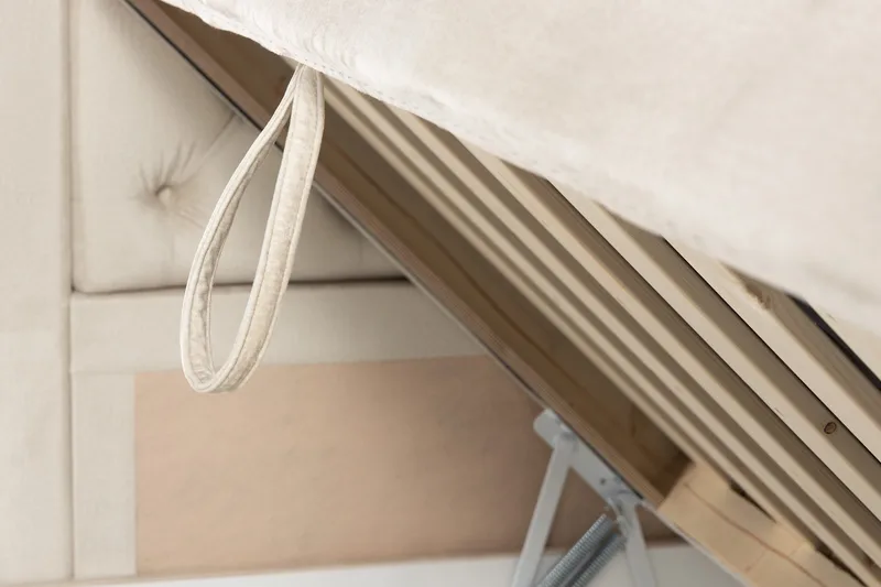 Alessia Komplett Sängpaket med Förvaring LED-belysning 160x200 cm - Biege - Möbler - Sovrum - Sängar - Sängar med förvaring