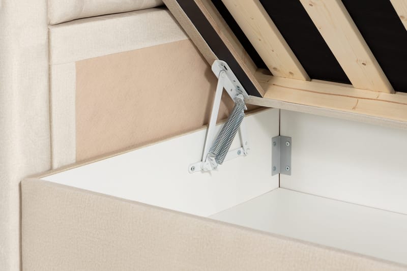 Alessia Komplett Sängpaket med Förvaring LED-belysning 160x200 cm - Biege - Möbler - Sovrum - Sängar - Sängar med förvaring