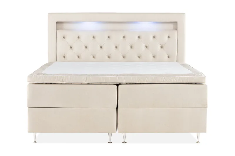 Alessia Komplett Sängpaket med Förvaring LED-belysning 160x200 cm, Biege