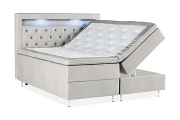 Alessia Komplett Sängpaket med Förvaring LED-belysning 160x200 cm - Ljusgrå - Möbler - Sovrum - Sängar - Sängar med förvaring