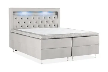 Alessia Komplett Sängpaket med Förvaring LED-belysning 160x200 cm - Ljusgrå - Möbler - Sovrum - Sängar - Sängar med förvaring