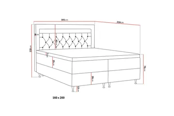 Alessia Komplett Sängpaket med Förvaring LED-belysning 160x200 cm - Ljusgrå - Möbler - Sovrum - Sängar - Sängar med förvaring
