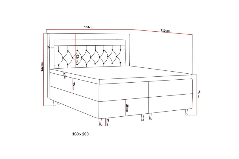 Alessia Komplett Sängpaket med Förvaring LED-belysning 160x200 cm - Ljusgrå - Möbler - Sovrum - Sängar - Sängar med förvaring