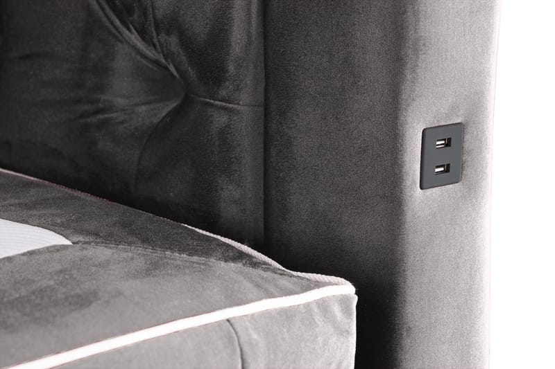 Alessia Komplett Sängpaket med Förvaring LED-belysning 160x200 cm - Mörkgrå - Möbler - Sovrum - Sängar - Sängar med förvaring