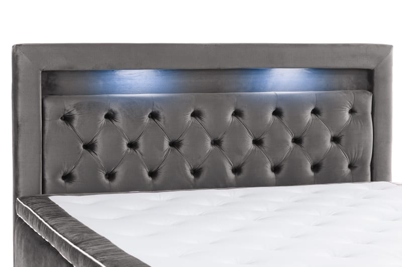 Alessia Komplett Sängpaket med Förvaring LED-belysning 160x200 cm - Mörkgrå - Möbler - Sovrum - Sängar - Sängar med förvaring