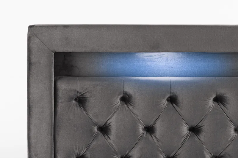 Alessia Komplett Sängpaket med Förvaring LED-belysning 160x200 cm - Mörkgrå - Möbler - Sovrum - Sängar - Sängar med förvaring