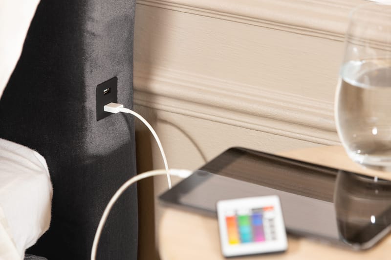 Alessia Komplett Sängpaket med Förvaring LED-belysning 160x200 cm - Mörkgrå - Möbler - Sovrum - Sängar - Sängar med förvaring