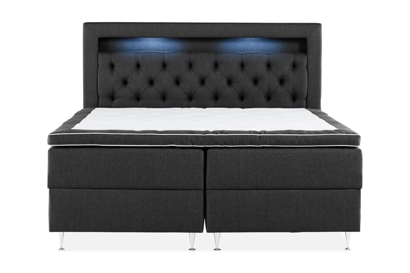 Alessia Komplett Sängpaket med Förvaring LED-belysning 160x200 cm - Svart - Möbler - Sovrum - Sängar - Sängar med förvaring