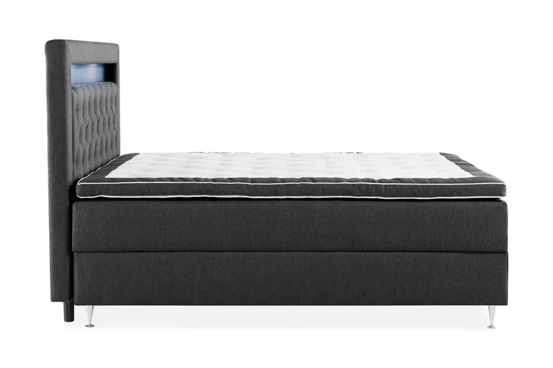 Alessia Komplett Sängpaket med Förvaring LED-belysning 160x200 cm - Svart - M öbler - Sovrum - Sängar - Sängar med förvaring