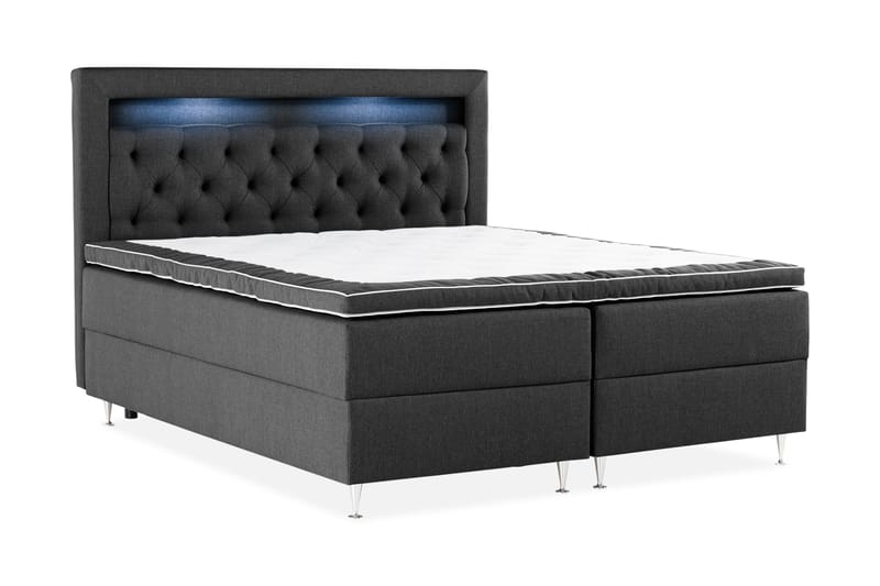Alessia Komplett Sängpaket med Förvaring LED-belysning 160x200 cm - Svart - Möbler - Sovrum - Sängar - Sängar med förvaring