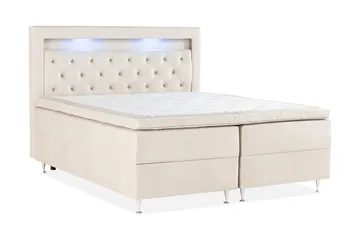 Alessia Komplett Sängpaket med Förvaring LED-belysning 180x200 cm - Beige - Möbler - Sovrum - Sängar - Sängar med förvaring