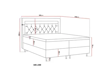 Alessia Komplett Sängpaket med Förvaring LED-belysning 180x200 cm - Beige - Möbler - Sovrum - Sängar - Sängar med förvaring