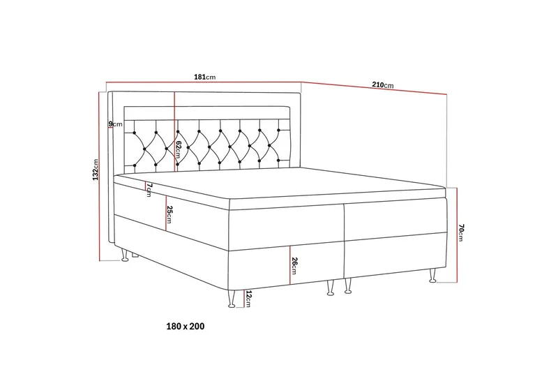 Alessia Komplett Sängpaket med Förvaring LED-belysning 180x200 cm - Grå / Ljusgrå - Möbler - Sovrum - Sängar - Sängar med förvaring