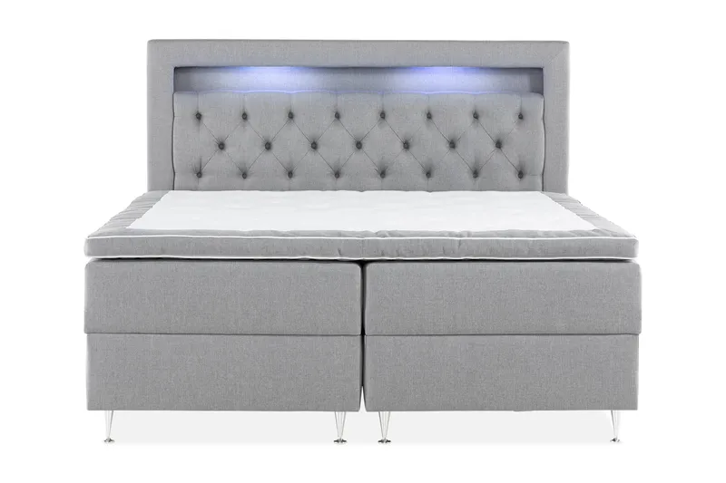 Alessia Komplett Sängpaket med Förvaring LED-belysning 180x200 cm, Grå