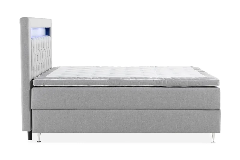 Alessia Komplett Sängpaket med Förvaring LED-belysning 180x200 cm - Grå - Möbler - Sovrum - Sängar - Sängar med förvaring