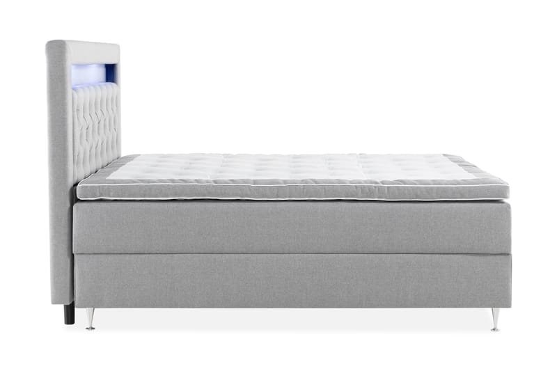 Alessia Komplett Sängpaket med Förvaring LED-belysning 180x200 cm - Grå - Möbler - Sovrum - Sängar - Sängar med förvaring