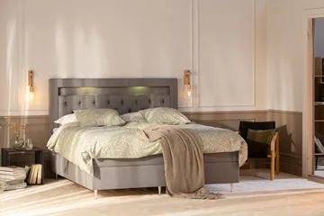 Alessia Komplett Sängpaket med Förvaring LED-belysning 180x200 cm - Grå - Möbler - Sovrum - Sängar - Sängar med förvaring