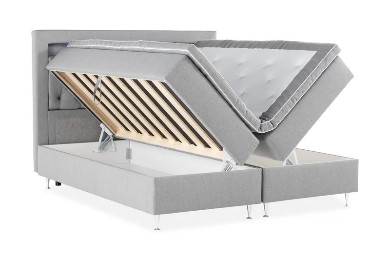 Alessia Komplett Sängpaket med Förvaring LED-belysning 180x200 cm - Grå - Möbler - Sovrum - Sängar - Sängar med förvaring