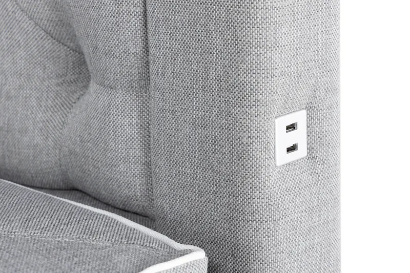 Alessia Komplett Sängpaket med Förvaring LED-belysning 180x200 cm - Grå - Möbler - Sovrum - Sängar - Sängar med förvaring