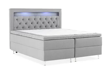 Alessia Komplett Sängpaket med Förvaring LED-belysning 180x200 cm - Grå - Möbler - Sovrum - Sängar - Sängar med förvaring