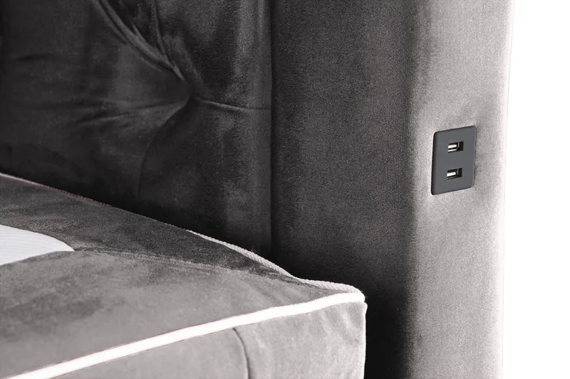 Alessia Komplett Sängpaket med Förvaring LED-belysning 180x200 cm - Mörkgrå Sammet - Möbler - Sovrum - Sängar - Sängar med förvaring