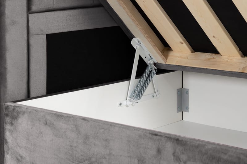 Alessia Komplett Sängpaket med Förvaring LED-belysning 180x200 cm - Mörkgrå Sammet - Möbler - Sovrum - Sängar - Sängar med förvaring