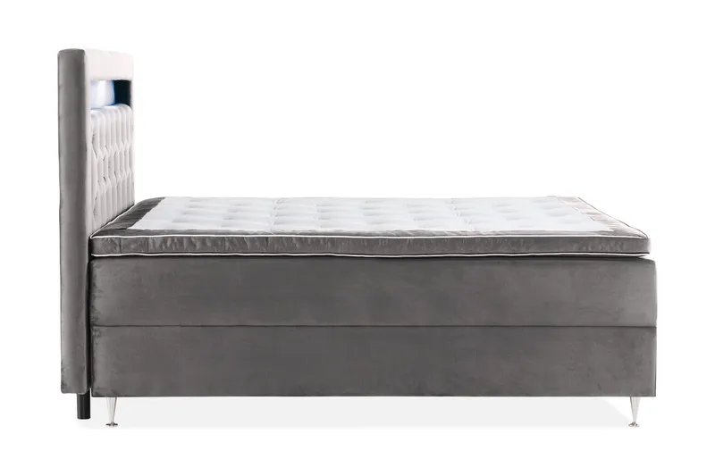 Alessia Komplett Sängpaket med Förvaring LED-belysning 180x200 cm - Mörkgrå Sammet - Möbler - Sovrum - Sängar - Sängar med förvaring