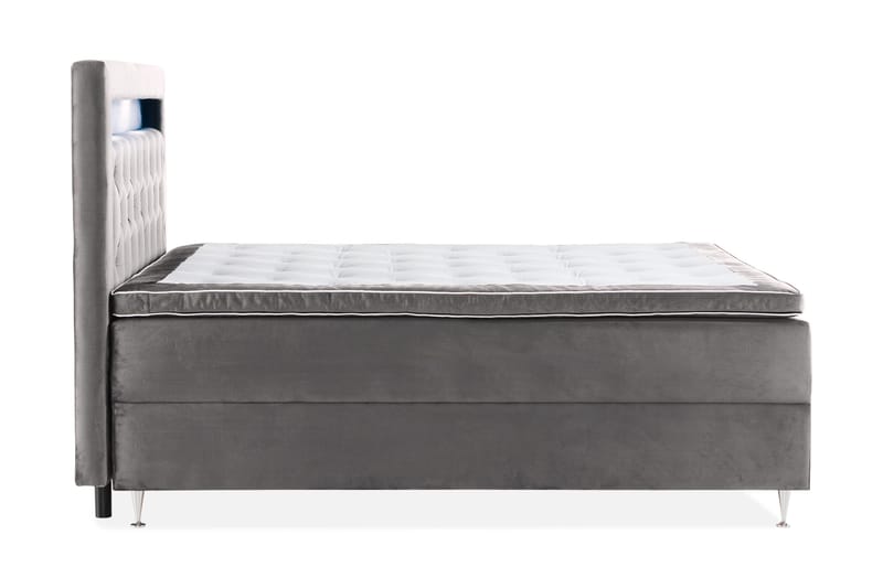 Alessia Komplett Sängpaket med Förvaring LED-belysning 180x200 cm - Mörkgrå Sammet - Möbler - Sovrum - Sängar - Sängar med förvaring