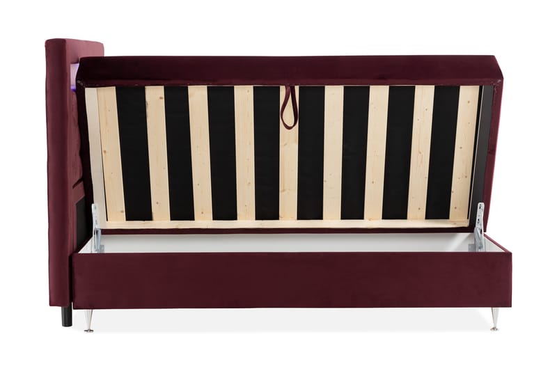 Alessia Komplett Sängpaket med Förvaring LED-belysning 180x200 cm - Röd - Möbler - Sovrum - Sängar - Sängar med förvaring