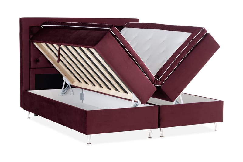 Alessia Komplett Sängpaket med Förvaring LED-belysning 180x200 cm - Röd - Möbler - Sovrum - Sängar - Sängar med förvaring