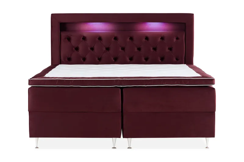 Alessia Komplett Sängpaket med Förvaring LED-belysning 180x200 cm - Röd - Möbler - Sovrum - Sängar - Sängar med förvaring