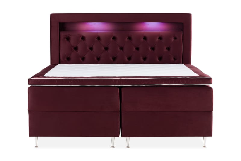 Alessia Komplett Sängpaket med Förvaring LED-belysning 180x200 cm - Röd - Möbler - Sovrum - Sängar - Sängar med förvaring