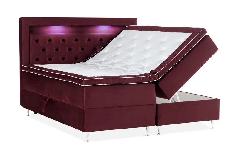 Alessia Komplett Sängpaket med Förvaring LED-belysning 180x200 cm - Röd - Möbler - Sovrum - Sängar - Sängar med förvaring