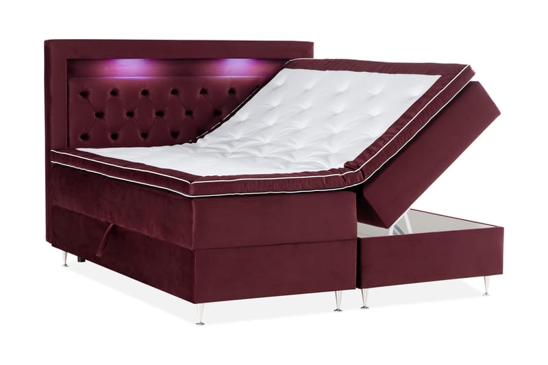 Alessia Komplett Sängpaket med Förvaring LED-belysning 180x200 cm - Röd - Möbler - Sovrum - Sängar - Sängar med förvaring