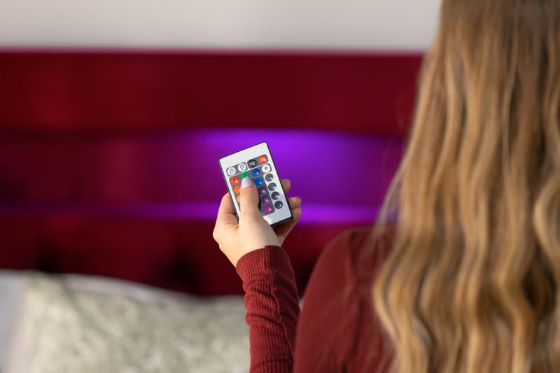 Alessia Komplett Sängpaket med Förvaring LED-belysning 180x200 cm - Röd - Möbler - Sovrum - Sängar - Sängar med förvaring