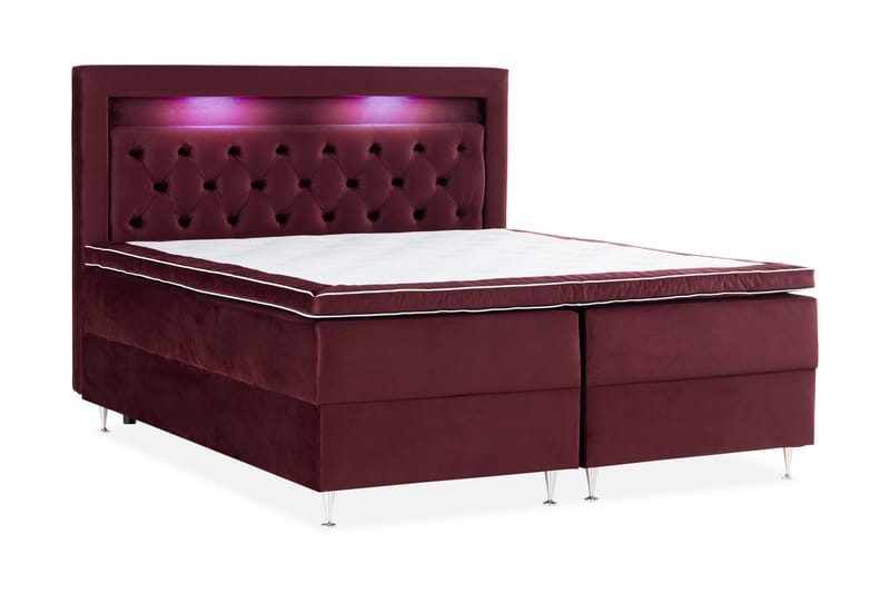 Alessia Komplett Sängpaket med Förvaring LED-belysning 180x200 cm - Röd - Möbler - Sovrum - Sängar - Sängar med förvaring