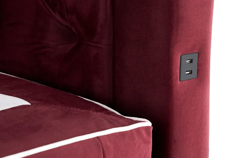 Alessia Komplett Sängpaket med Förvaring LED-belysning 180x200 cm - Röd - Möbler - Sovrum - Sängar - Sängar med förvaring