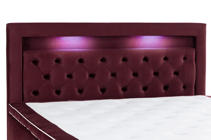 Alessia Komplett Sängpaket med Förvaring LED-belysning 180x200 cm - Röd - Möbler - Sovrum - Sängar - Sängar med förvaring