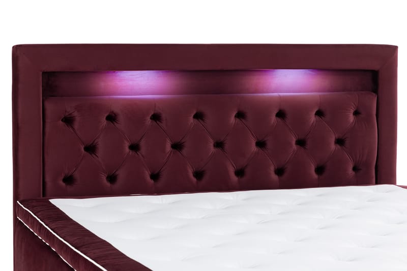 Alessia Komplett Sängpaket med Förvaring LED-belysning 180x200 cm - Röd - Möbler - Sovrum - Sängar - Sängar med förvaring