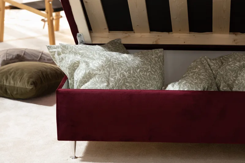 Alessia Komplett Sängpaket med Förvaring LED-belysning 180x200 cm - Röd - Möbler - Sovrum - Sängar - Sängar med förvaring