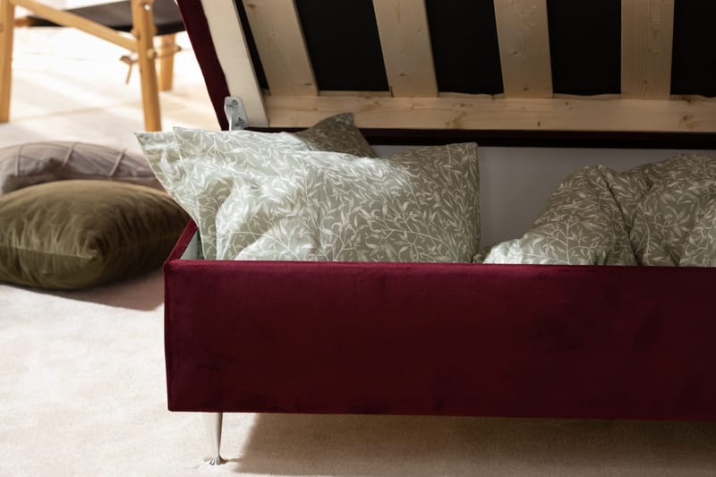 Alessia Komplett Sängpaket med Förvaring LED-belysning 180x200 cm - Röd - Möbler - Sovrum - Sängar - Sängar med förvaring