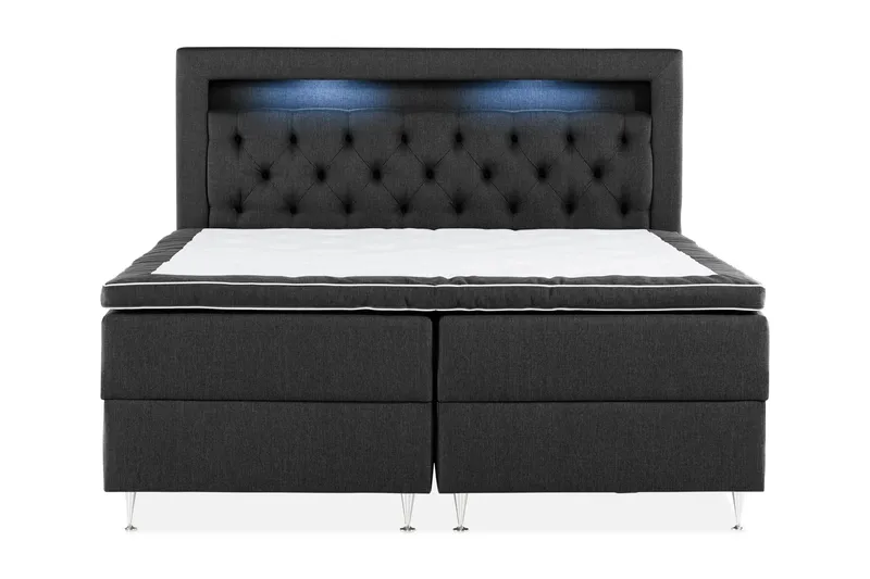 Alessia Komplett Sängpaket med Förvaring LED-belysning 180x200 cm - Svart - Möbler - Sovrum - Sängar - Sängar med förvaring
