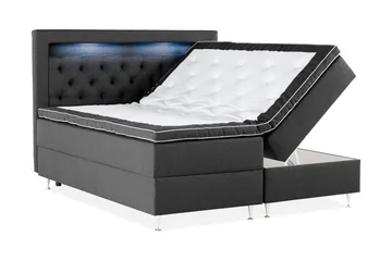 Alessia Komplett Sängpaket med Förvaring LED-belysning 180x200 cm - Svart - Möbler - Sovrum - Sängar - Sängar med förvaring