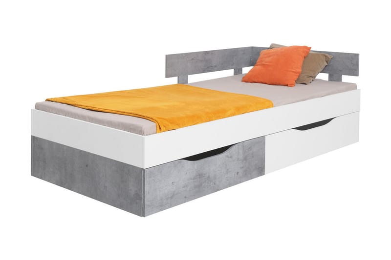 ANNFRED säng 124x204 cm Vit/Grå - Sängar med förvaring